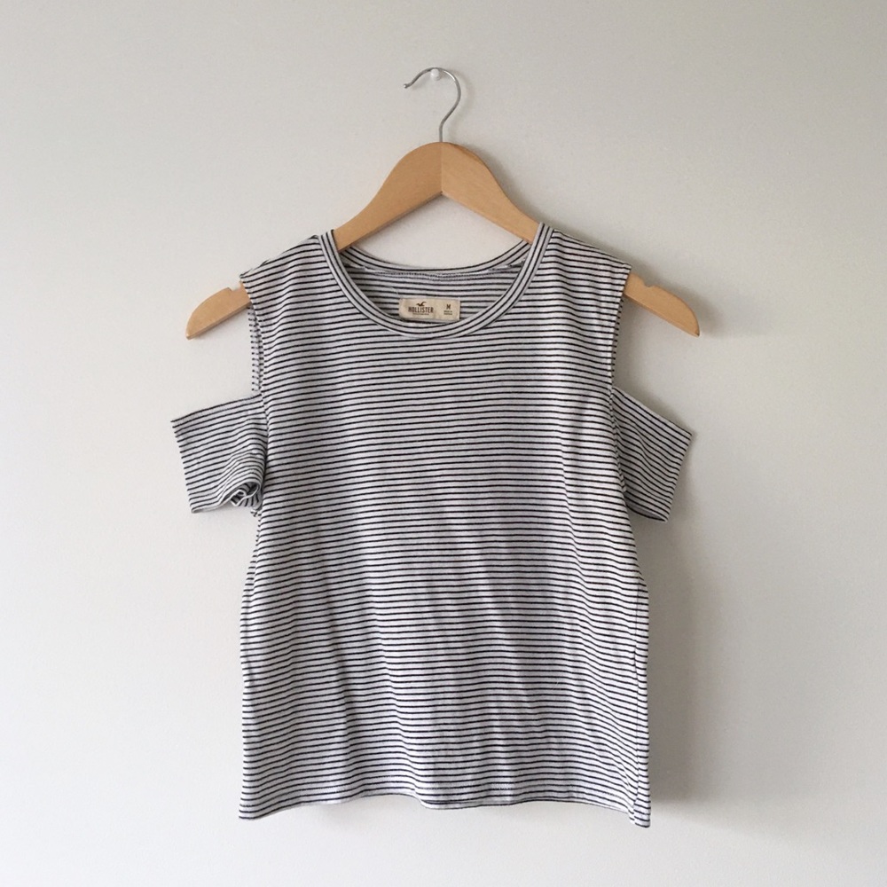 Hollister Striped Cold Shoulder Tee